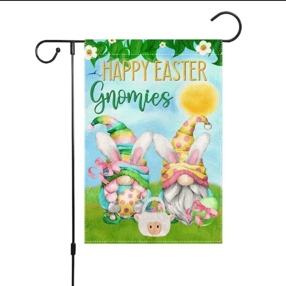 Happy Easter Gnomies Garden Flag 12x18‎ inch NEW Home & Garden 1pc Double Sided